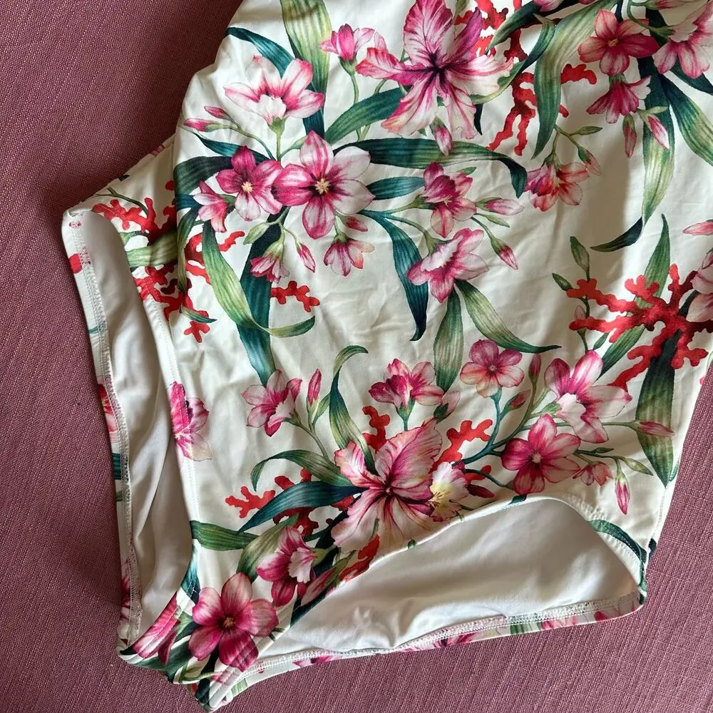Carmen Marc Valvo | Size 14 One Shoulder Floral Print Ruffle One Piece Swimsuit
